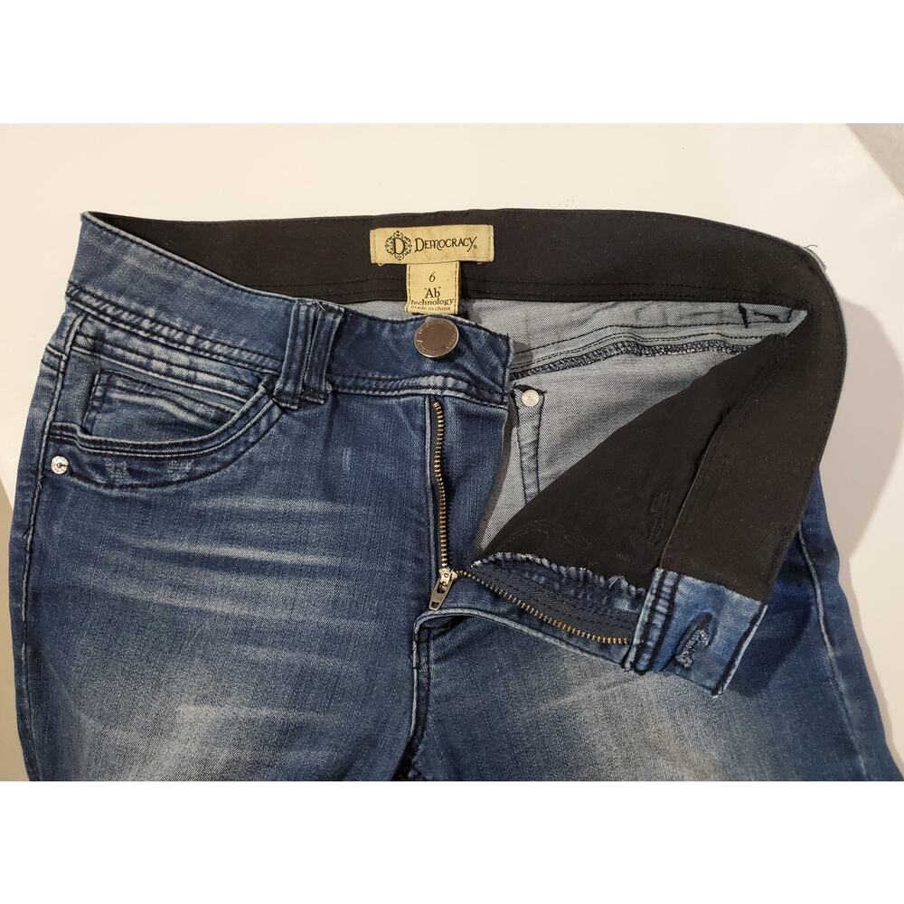 Democracy Ab Technology Distressed Medium Wash Skinny Jeans Womens Size 6 - Picture 6 of 9